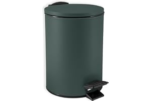 Spirella SP2653 Adelar Basura (3 L, Acero Inoxidable, con Descenso automático y Cubo Interior para baño, Color Verde Oscuro, Plástico