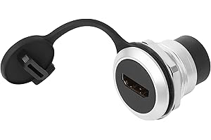 QIANRENON HDMI 2.0 Panneau Montage Fixe fileté Adaptateur HDMI Femme à Femme Encastré Montage Connecteur 4K@60HZ, avec rondelles Anti-desserrage et Couverture Anti-poussière, pour Le Tableau de Bord
