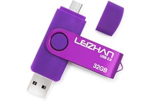 leizhan Clé USB 32Go USB 2.0 OTG 2 en 1 Flash Drive Mémoire Stick pour PC Ordinateur Portable Android Smartphone Tablette-Violet