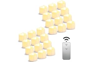 Da by Lot de 24 bougies chauffe-plat à LED, télécommandées, alimentées par piles, 3,8 x 3,8 cm, pour fête de mariage, Halloween, Noël, décoration d'intérieur