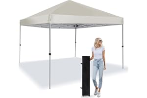 LANMOUNTAIN Pop Up Canopy Tent 8X8 FT,Easy Set-up Sade,Instant Shelter w/Canopy Cover,4 Ropes,Adjustable Straight Leg Heights Canopies,Outdoor Patio Tents for Parties,Commercial,White