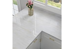 VaryFloral Carta da Parati Adesiva Muro Effetto Marmo 30cmx300cm Carta Rivestimento Mobili Beige Bianco Pellicola Adesiva Lucido Adesivo Muro Decorativo Rotolo Adesivo per Camera