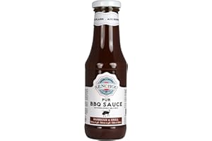 MARCEL SENCHOU Pur Sauce BBQ - Accompagnement de Grillades, Barbecues, Légumes, Beignets, Tex-Mex - Sans Colorant et Additif - Vegan Friendly & Gluten Free - 360g, Bouteille en Verre 82% Recyclé - SENCHOU