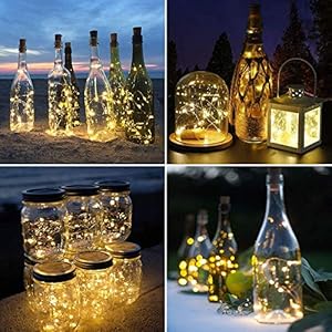 LE Bottle Lights with Cork, 8 Pack 2M 20 LED Cork Lights for Wine Bottles, Warm White Fairy Lights Battery Powered for Wedding Decorations, Table Centrepieces, Party, Bedroom and More