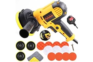 KZAN Rotary Car Polisher Buffer Waxing Machine, 700W 3600RPM Car Polishing Machine, Variable Speed, 5’’ Self-adhesive Disc & 11x Polishing Pad & Towel for Car Polishing, Family Cleaning,etc.