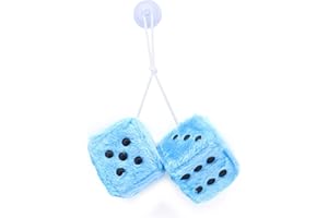 ShawFly Car Dice, 2.36 inch Pair of Fluffy Dice Car Accessories Blue Retro Square Fuzzy Dice For Car Mirror Hanging Accessories(Blue)