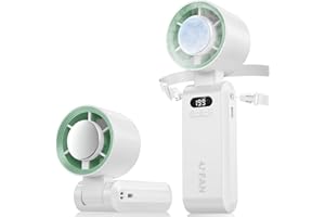 CATGIFF Mini Ventilatore Portatile Turbo,Ventilatore a Mano,Funzione di Raffreddamento,1-199 velocità,con display LED,Batteria da 5000mAh Ventilatore da Collo per i viaggi,il plein air,l'hogar(Bianco)