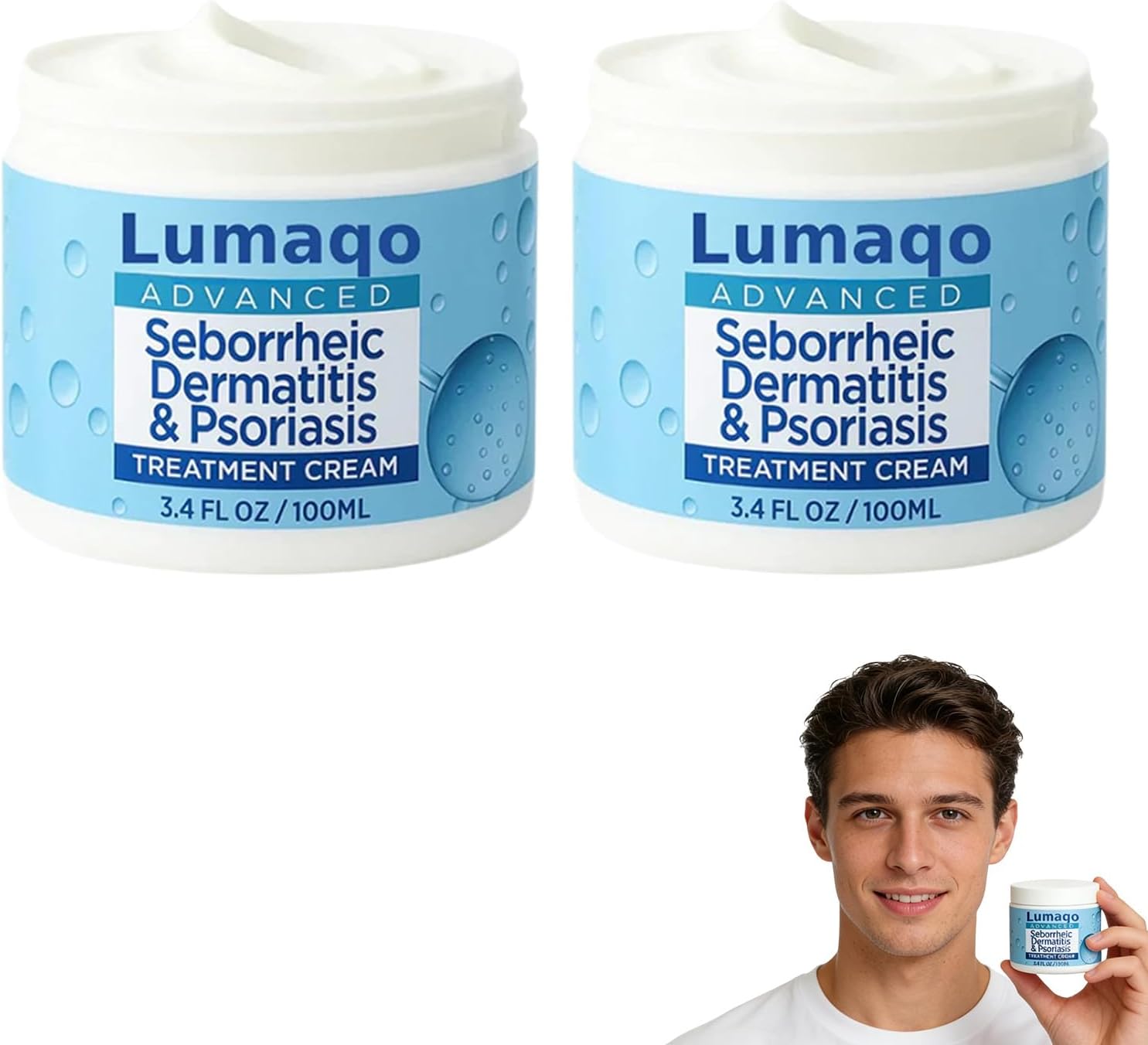 Lumaqo Crema Barba Dermatitis,Hidratación Natural,Fórmula Suave Para Pieles Sensibles Y Secas,Para Todo Tipo De Piel (2 Caja)