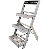 DRULINE Blumenleiter Pflanzentreppe Blumenregal Grau aus Holz 40 cm x 71 cm x 60 cm