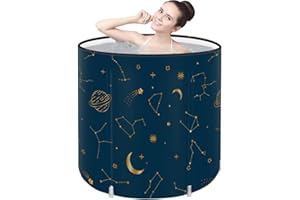 STARBRILLIANT Portable Foldable Bathtub, Separate Family Bathroom SPA Tub, Soaking Standing Bath Tub for Shower Stall, Efficient Taintenance of Temperature, Ideal for Hot Bath Ice Bath (Navy Blue)