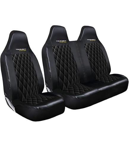 Quilted Leather Black Van Seat Covers – For Ford Transit Custom 2013-2023 – Front Set