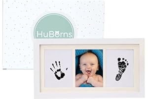 HuBorns - Cadre Empreinte Main Pied Bebe avec Encre Non Toxique, Kit Empreinte Bebe pour Cadeau Bebe Naissance, Cadre Empreinte Bébé avec Matériaux de Qualité Idéal comme Cadeau Naissance Fille