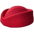 YING LAN Wool Cap Stewardess Pillbox Hat Teardrop Fascinator Base Sweet Red