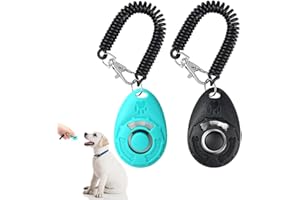 huiyoujiu 2pcs Dog Clicker - Pet Training Clicker, Button Effective Behavioral Training Tool, Puppy Clicker Training Kit with Wrist Strap and Clasp for Dog, Cat, Bird, Horse (Blue, Black)