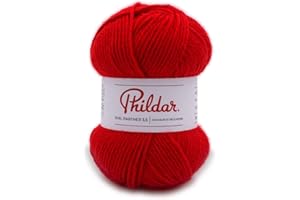 Phildar - Pelote de Laine Phil Partner 3.5 - Laine à Tricoter - 25% Laine peignée,25% Acrylique,50% Polyamide - Aiguille n°3.5 - Couleur Rouge
