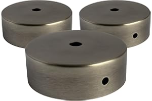 AMARCORDS - 3 Rosoni Lampadario in metallo, coprifili per lampada completo di accessori fermacavo viti e staffa da soffitto. Diametro 77mm altezza 26mm colore TITANIO