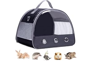 IDAHSOR Small Animal Carrier Bag, Outdoor Travel Bag Zipper Breathable Outgoing Pet Bags with Soft Mat, Shoulder Straps,Fit for Hamster, Guinea Pig, Chinchilla,Squirrel, Bunny,Bearded Dragon (Black)