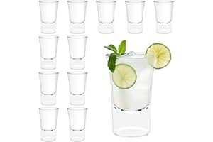 Dromzen 12 Pièces Verre Shooter de 30ml, Verre a Shot, Verres à Transparents, Shooter, Récipient à Shooter sa Base Lourde, pour Liqueurs, Vodka, Tequila, Whisky