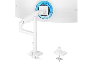 ARES WING Support Ecran PC, Bras pour Écran pour écrans Plats et incurvés de 17-49", Support de Moniteur à Ressort à Gaz, Charge maximale de 20 kg, ESA 75/100 mm, Blanc