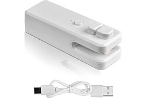 NathrBTV Selladora Bolsas de plastico USB Portátil Recargable Sellador de Bolsas 2 en 1 se Utiliza Para Almacenar Alimentos Snacks Frutas Patatas Fritas (Blancas)