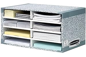 BANKERS BOX Fellowes R-Kive - Organizador de escritorio (cartón100% reciclado), color gris y blanco