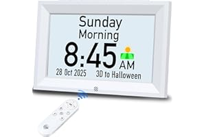 GOLOZA Dementia Clock, Day Date Digital Clock with 7'' Large Clear Digital Display, Voice Chime, Auto DST, Auto Dimmable, Alarms & Medicine & Birthday & Holiday Reminders Clocks for Seniors Elderly
