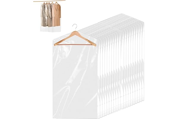 30 stycken klädsäck, 60 x 90 cm transparent plastpåse, torrrengöringsväska, plastklädskydd, genomskinliga kläder, för kostymer, klänningar, jackor och skjortor