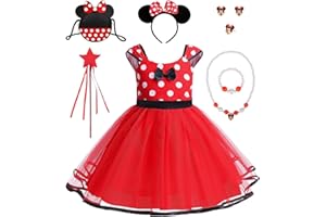 YYDSXK Deguisement Princesse Fille, Enfants Bébé Robe Tutu à Pois avec Oreilles Souris Sac, Bandeau, Collier, Enfants, Robe pour Fête Noël Carnaval Anniversaire, Élégante, Photographie Costume