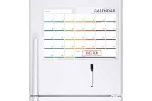CKB Ltd® CALENDER Magnetic Fridge Board Tableau Mémo Magnétique Conseil Réfrigérateur Magnétique avec un marqueur Conseil White & Pen - Mémo Drywipe Magnet Tableau blanc Cuisine Notice Board Grande 31 jours Calendrier du mois Planner