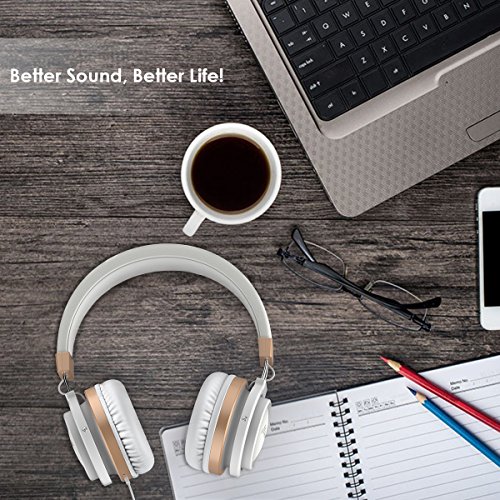 Honstek A5 KopfhÃ¶rer, On Ear Stereo Headset mit Starkem Bass, Eingebautem Mikrofon, Ergonomisches und Modisches und 3,5 mm Klinkenstecker fÃ¼r iPhone, Android Smartphone, Computer, Kinder (WeiÃŸ)