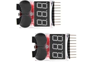 DollaTek 2 szt. RC Lipo Battery Monitor Tester alarmu Checker Niskie napi?cie Buzzer Alarm ze wska?nikiem LED dla akumulatora litowo-jonowego Lipo LiFe LiMn 1-8 S