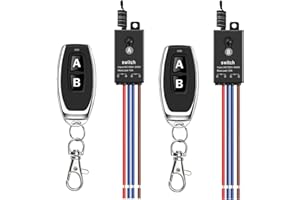Meskliu Relais 2 canaux avec télécommande, Mini Interrupteur sans Fil avec télécommande, AC 220V/230V/240V,10A, Relais Mural sans Fil avec Longue portée de 100m, pour appareils ménagers