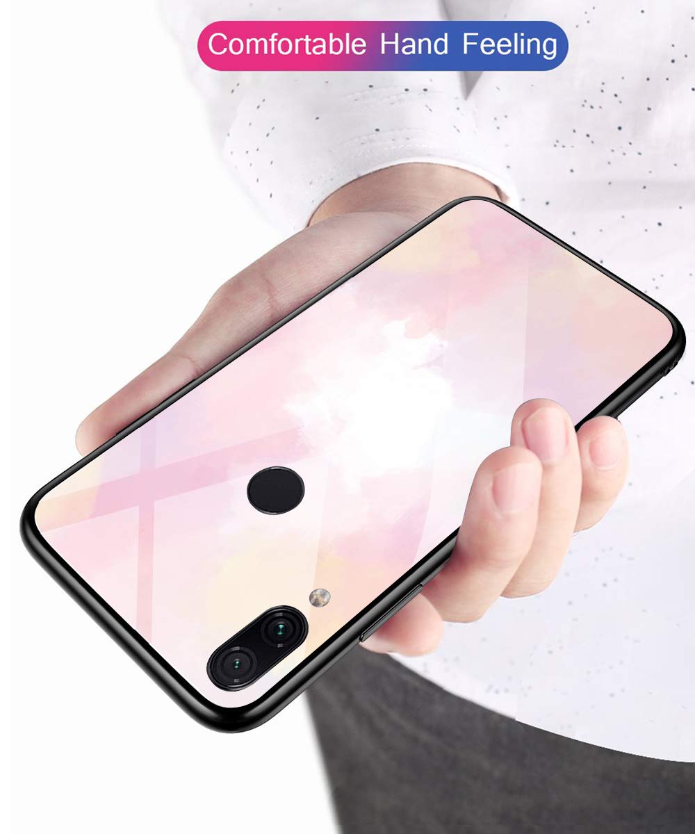 Oihxse Colorido Gradual Cristal Estilo Case Compatible con Redmi 5 Funda Vidrio Templado Trasera Carcasa Borde de Silicona Suave Protectora Ultra Fino Anti-arañazos - Imagen 7