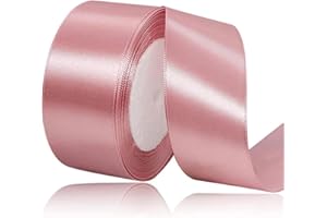 ASALZBOAY Geschenkband Roségold 40 mm Breit,23 Meter Satinbänder Rose Rosa Stoff Schleifenband Kunsthandwerk,Hochzeitsdekoration, Weihnachten, Haarbögen, Blumensträuße, Geburtstag und Geschenkverpackung