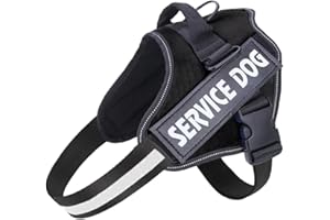 Belababy Soft No Pull Dog Harness Medium, Adjustable Assistance Service Dog Vest with Safety Buckle, Reflective Breathable Outdoor Training Dog Harness（Black）