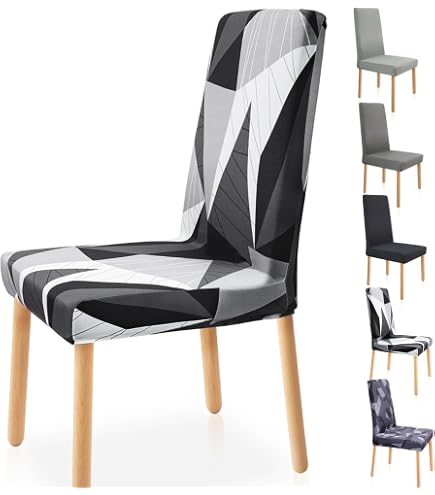 ZZDXL Coprisedia con Schienale Universale 4 Pezzi Linee Gialle Coprisedie Universalecopri,Coprisedia Elasticizzato,Coprisedia in Spandex,Copri Sedia Soggiorno Hotel Ristorante