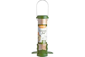Welzhofer Bird Feeder Green Line Eva - Bird Feeder & Feeding Station for Wild Birds - 2 Seat Rings, 1 Litre Capacity, 69 mm Inner Diameter for All Food Types
