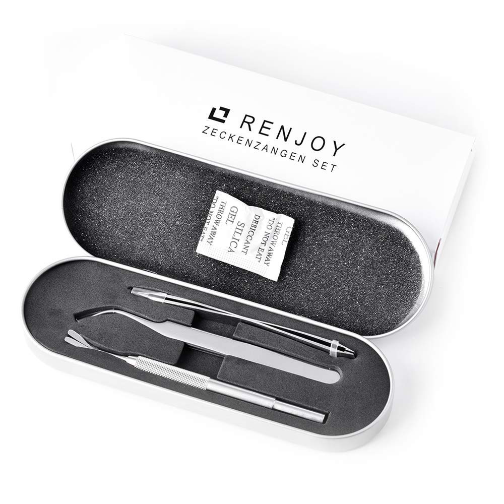 Renjoy Tick tweezers, tick tweezers, tick remover for dog/cat/humans in premium tick remover set with storage box. - Image 3