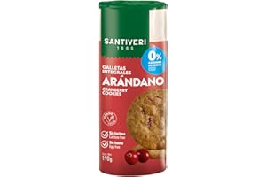 SANTIVERI - Galletas Integrales Arándanos, con Fibra y 0% Azúcares Añadidos, Sin Aceite de Palma, Vegano - 190 g