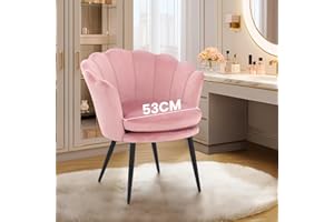 Bosmiller Schminktisch Stuhl aus Samt，Schreibtischstuhl mit Blütenblätter Rückenlehne，Bürostuhl 200 kg mit Doppelten Sitzkissen，Esszimmerstühle für Schlafzimmer/Esszimmer