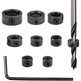 8 Pieces Deep End Drill Bits, Drill Stop Rings | Woodworking Drill Bits Boundary Rings with Hex Wrench 3 to 16 mm for Drillin