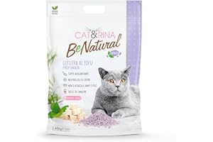 Cat&Rina BeNatural, Arena de Tofu para Gatos, Aglomerante, Vegetal y Ecológica. hasta 30 Días de Uso. Desechable en el Orgánico o el Inodoro | Fragancia : Lavanda, Formato 5,5 L