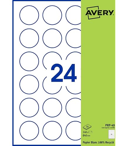 AVERY Zweckform 6229REV-10 Lot De 10 Feuilles - 60 Étiquettes Rondes Amovibles 80 Mm - Autocollants Pour Confiture Et Produits