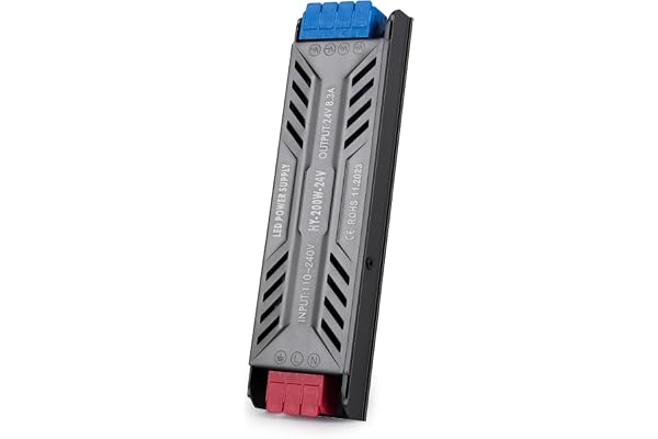 BRIMETI LED Transformator 24V 200W 8.33A LED Drivrutin AC 220V till 24V DC Strömförsörjning Konstant Spänning Slim Lågspänning Nätadapter Transformator för Strip Lampor Inomhusbruk Skåpbelysning