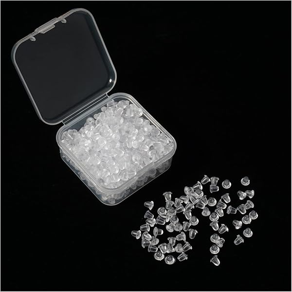 100 Tappi Per Orecchini In Plastica E Gomma - Trasparenti, 0,04cm, Con Cuscinetto Di Sicurezza