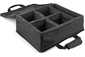 beamz AC470 Padded Lighting Bag for 4X BBP90 Wireless Uplights with Separate Compartments and Accessories Storage, Lightweight Soft Carrying Case