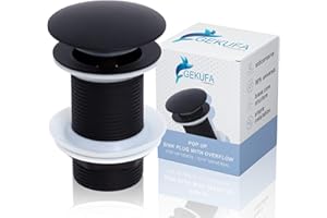 Gekufa Valvula Desague Lavabo, Fácil instalación Tapones de Desagüe Lavabo, Desague Lavabo Pop-Up, Apta para lavabos, Negro