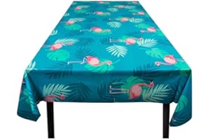 Boland 52558 - Obrus z flamingiem, rozmiar 130 x 180 cm, obrus na urodziny, imprezę lub karnawał, dekoracja na imprezę, dekoracja stołu