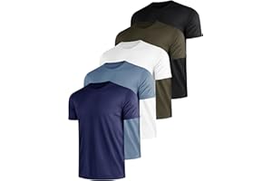 E-LIINJOYE 5 er Pack Sport Herren Tshirts Schnelltrocknend Atmungsaktive Männer Sommer Funktionsshirt Trainingsshirt Fitness Laufshirt Rundhals Kurzarm T Shirt Herren Set