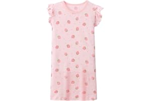 WSLCN Niñas Nighties Camisones 100% Algodón Verano Niño Manga Corta Ropa de Dormir Camisón